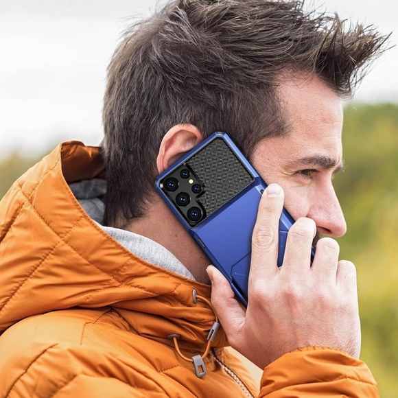 🐢2/$15 Galaxy S22 Ultra Case Wallet Card Holder Navy - Picture 6 of 11